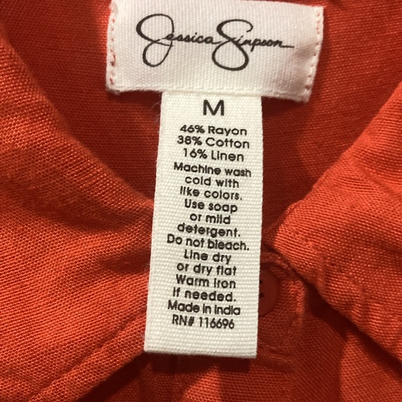 Jessica Simpson Tiered Linen Blend Dress Size Medium - Picture 3 of 4